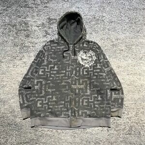 Sinister Zip Up Hoodie Gray Mens Large Vintage Y2K Grunge Skater Fleece Lined